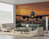 Golden Hour Flight: City Lights Ascend Wall Mural