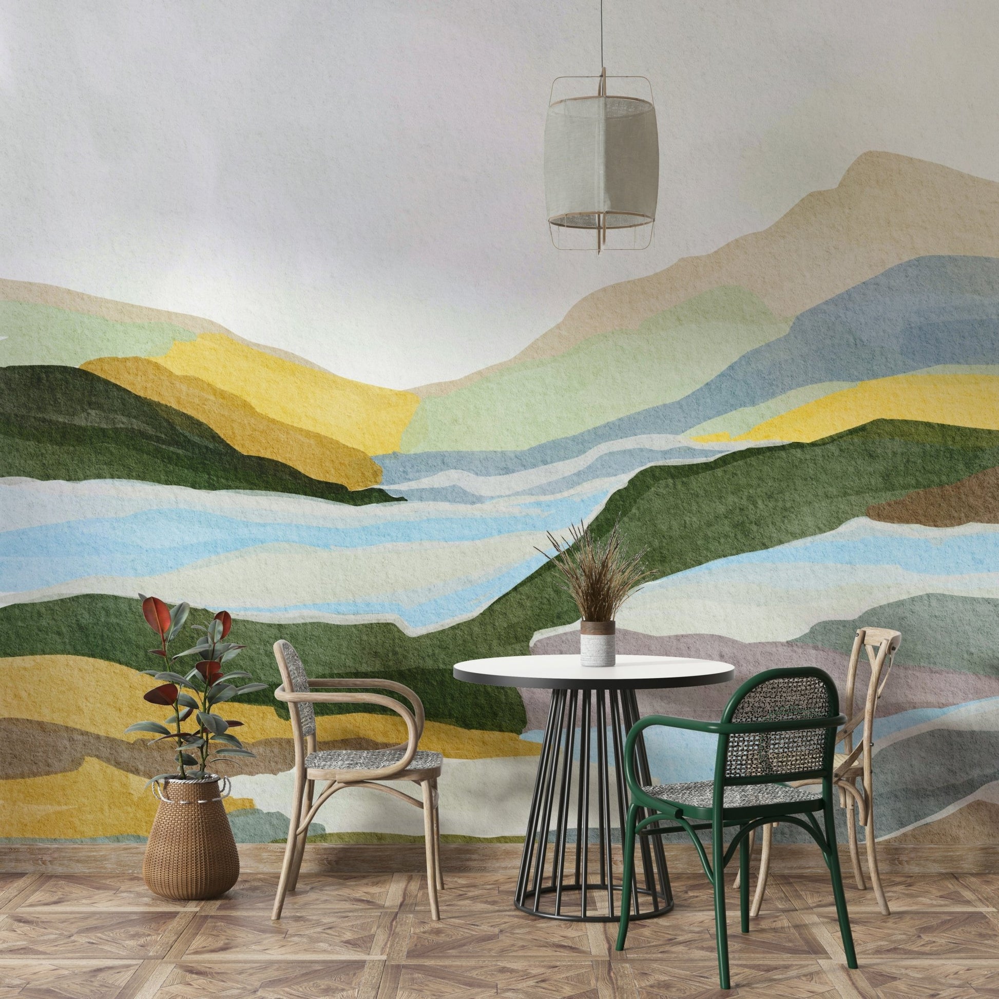 Cozy space with golden hour wall mural

