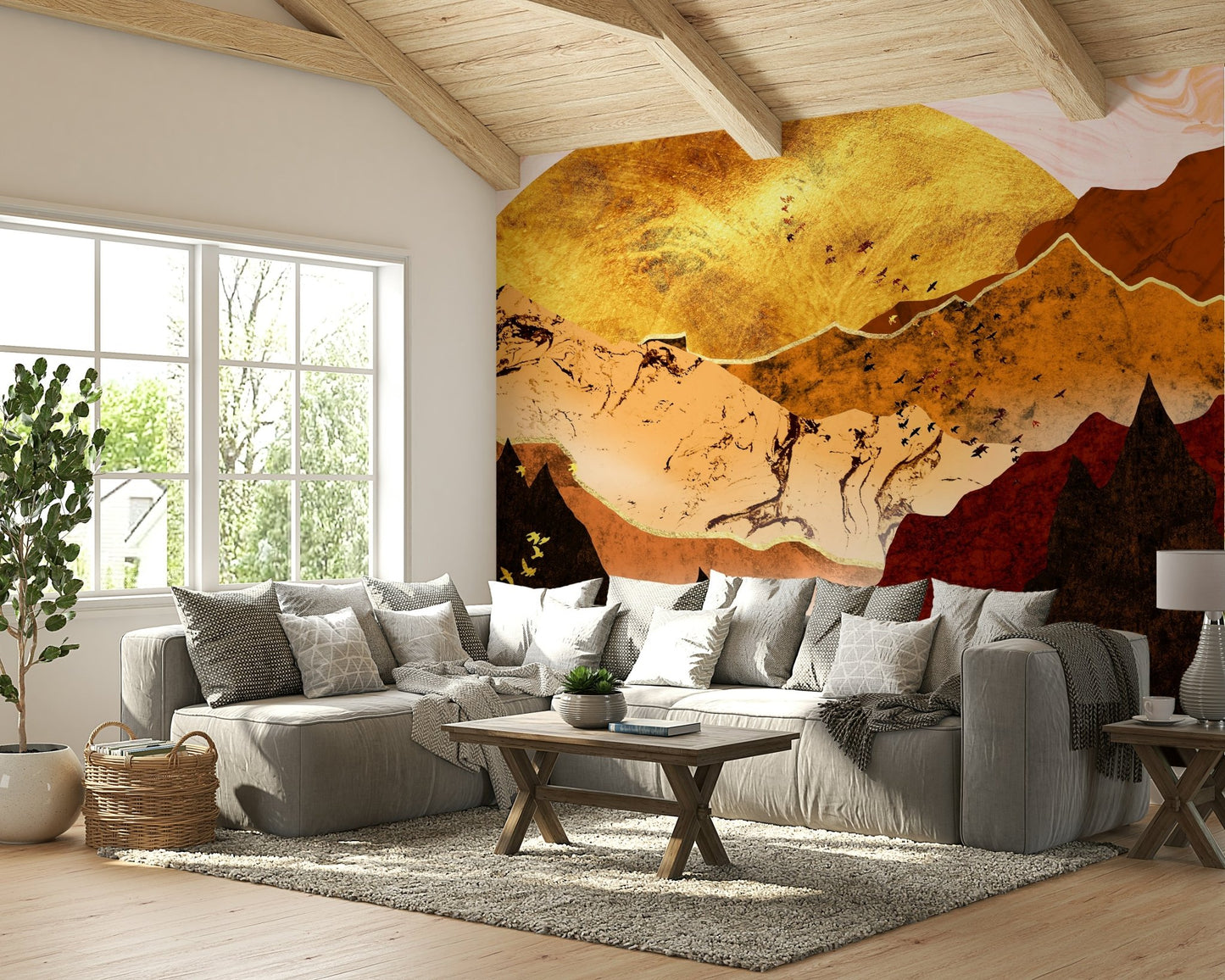Marbled gold sky and hills wallpaper GD107

