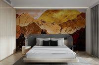 Textured hills and sun mural design GD107

