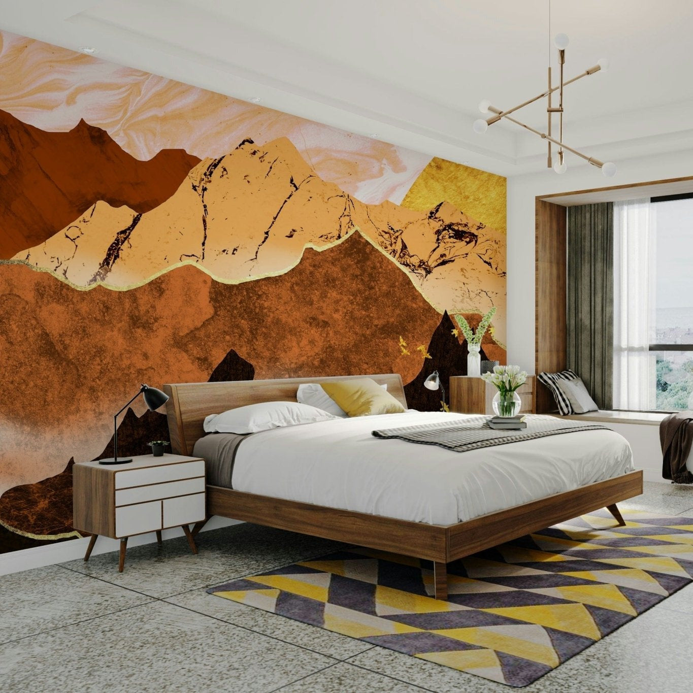 Wallpaper of mountains at golden hour GD107

