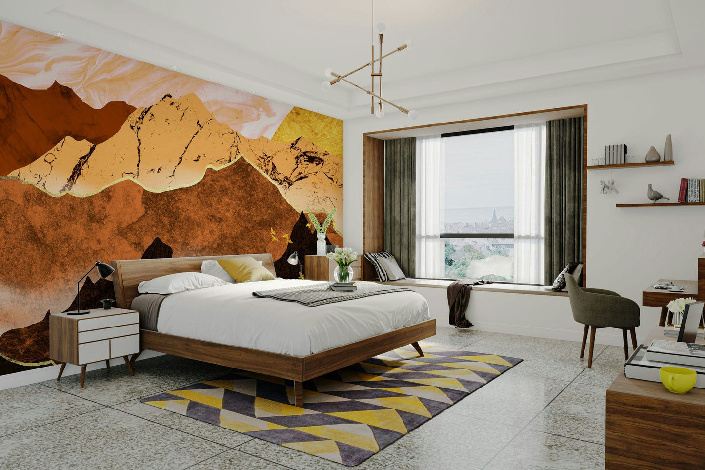 Wallpaper of mountains at golden hour

