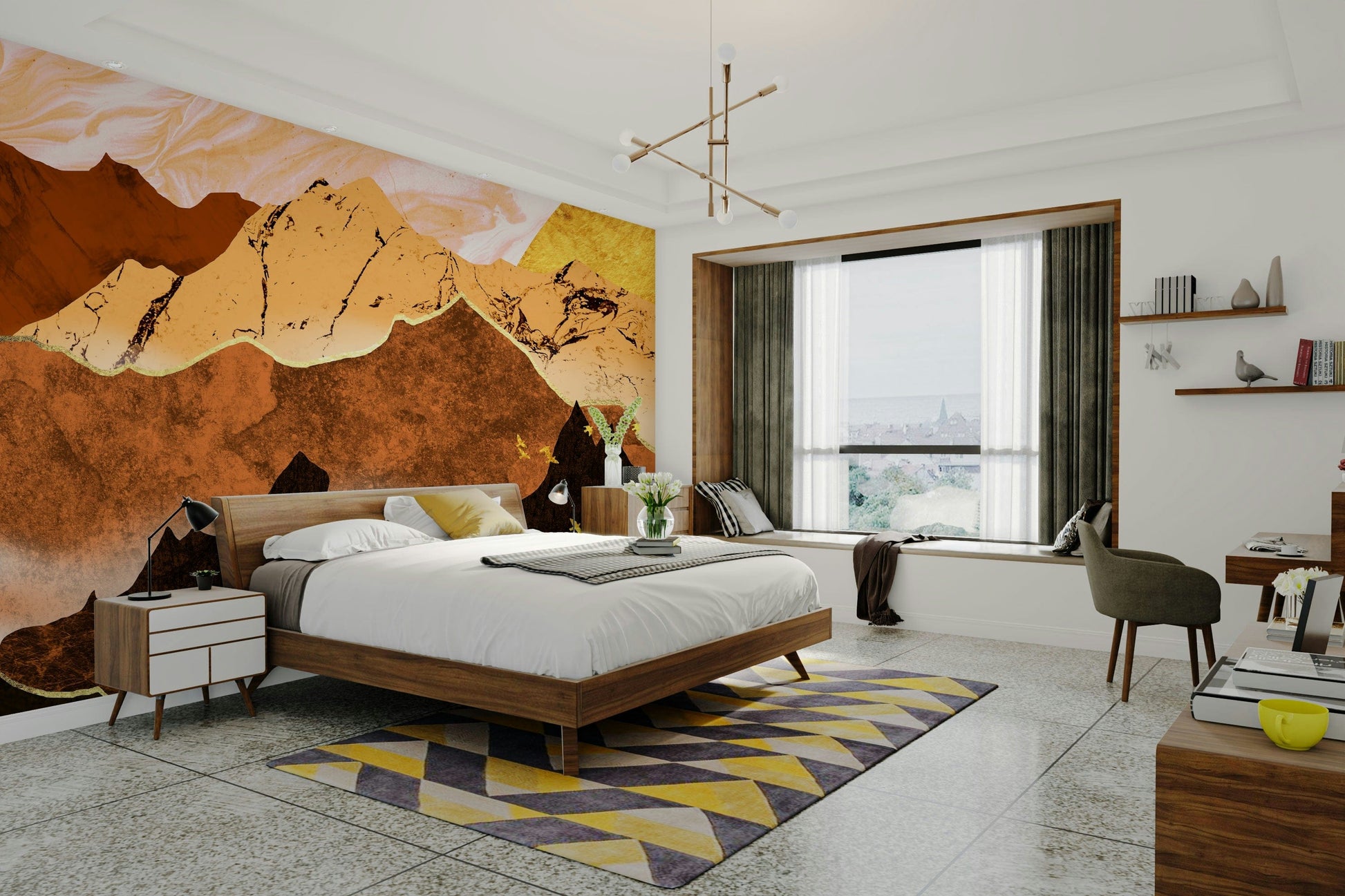 Wallpaper of mountains at golden hour

