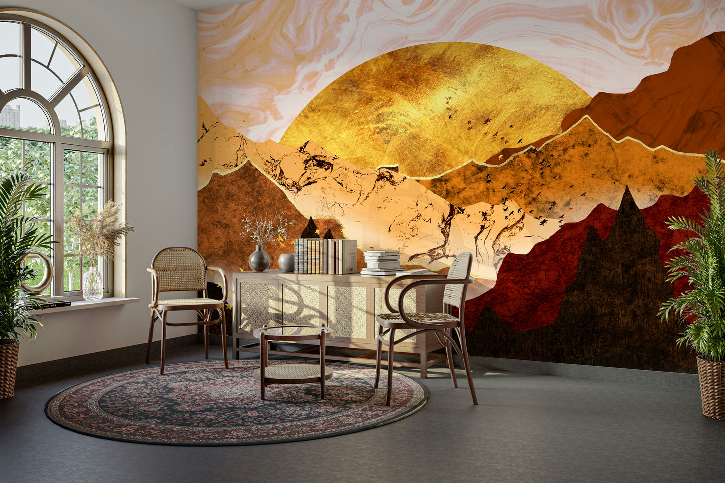 Warm-toned mountain layers wallpaper

