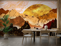 Abstract sunset peaks mural

