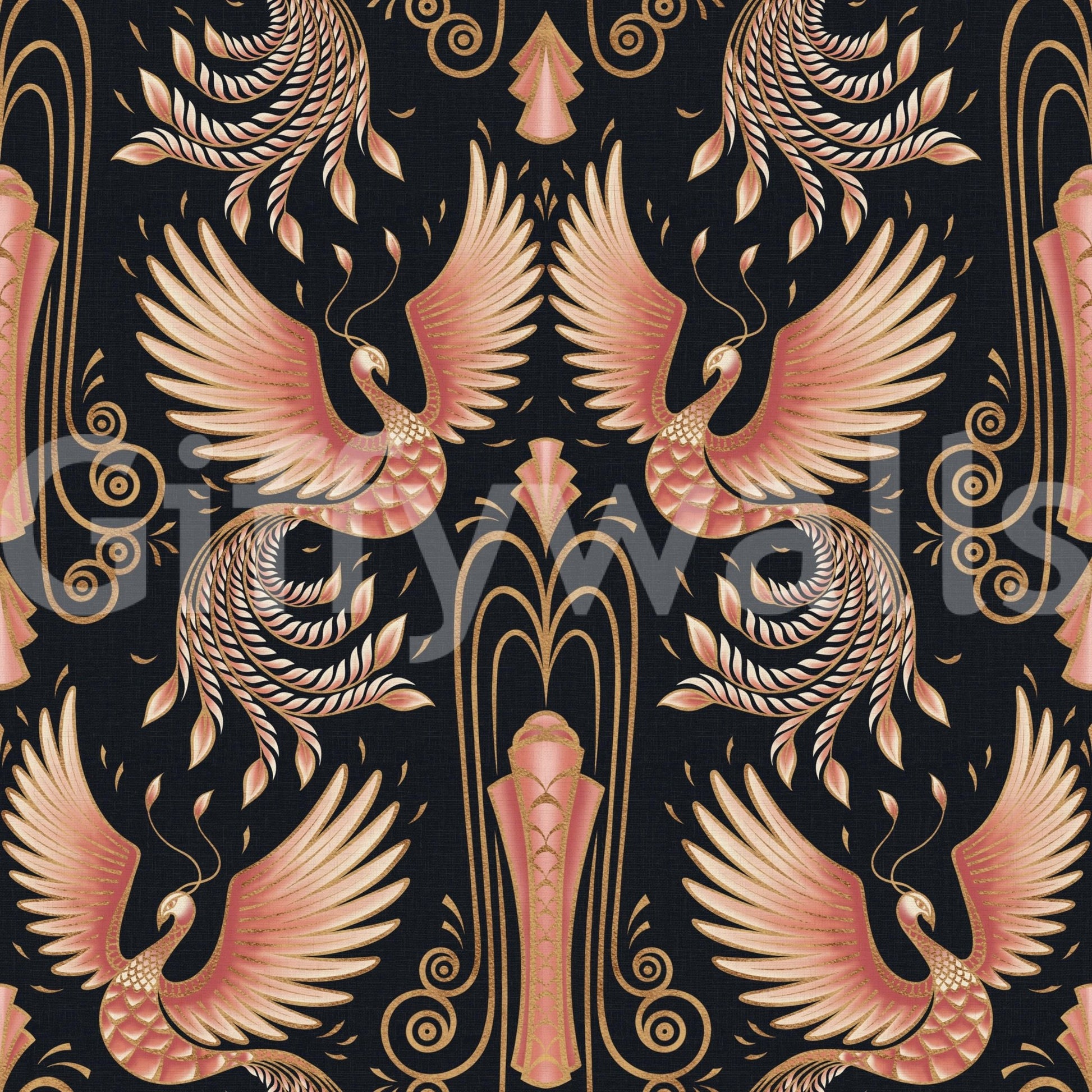 Gold phoenix bird elegant repeat GD285

