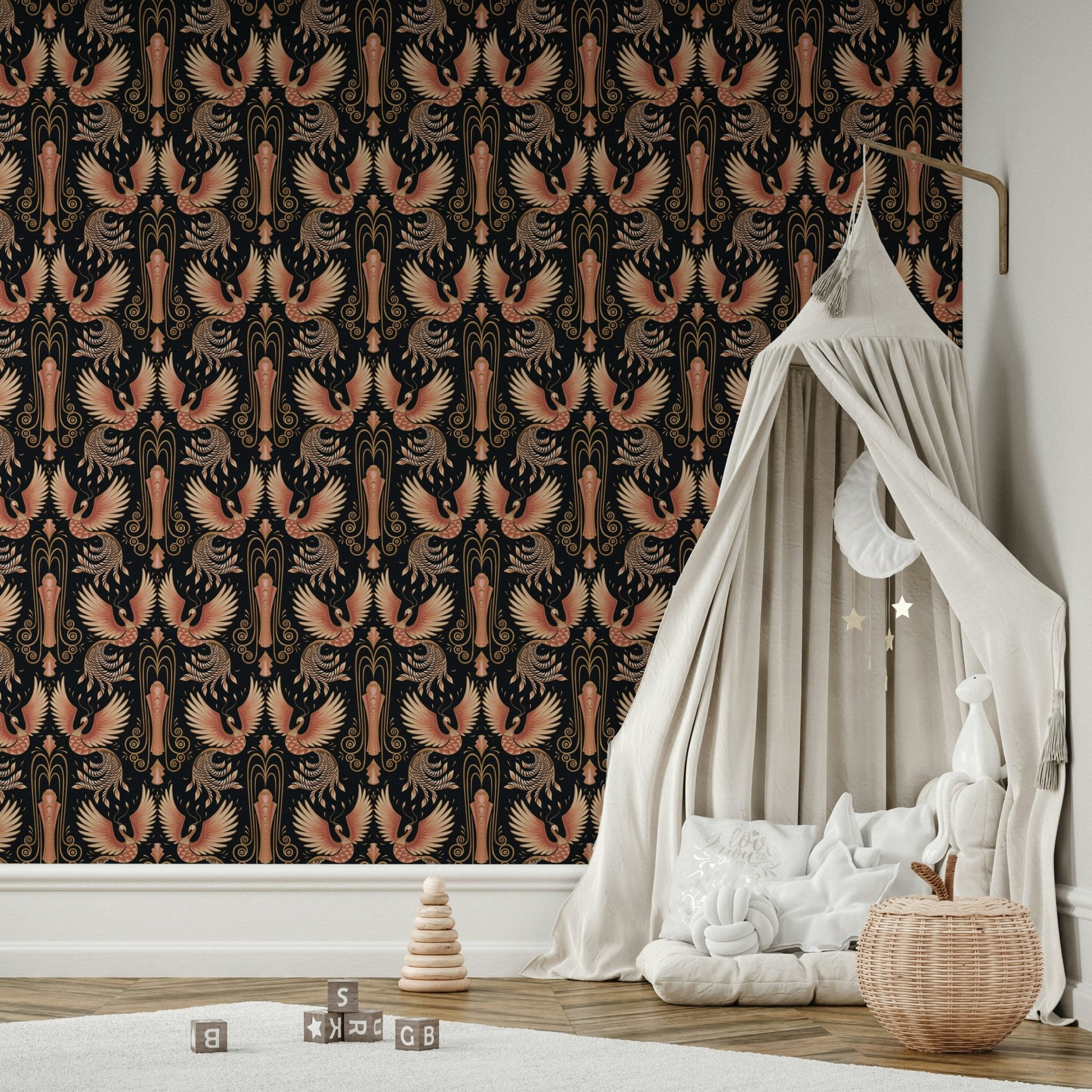Golden phoenix wallpaper design GD285

