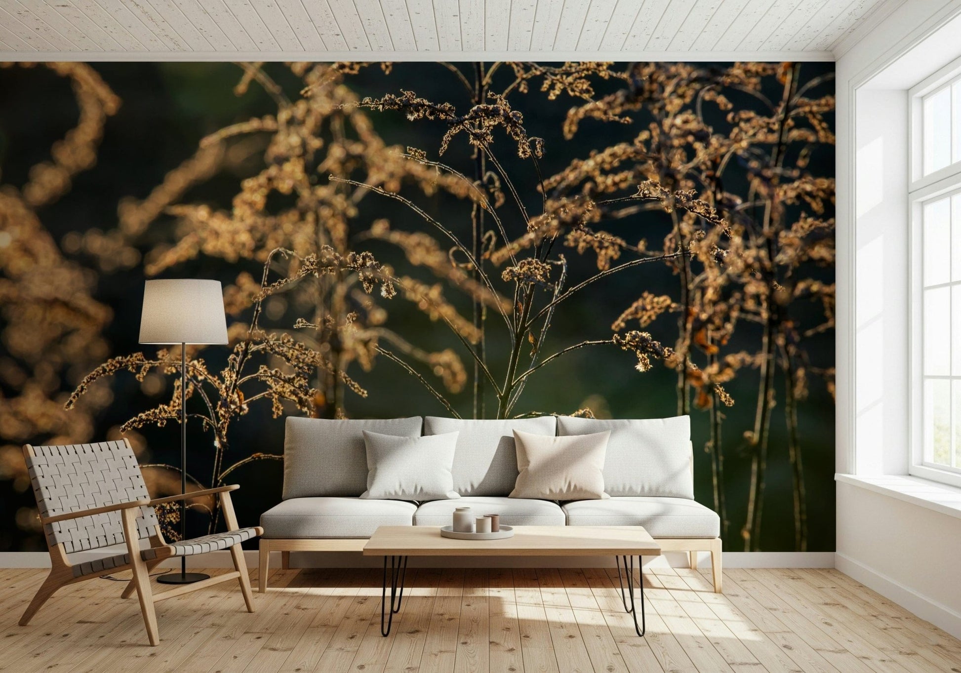 Golden Hour Serenity wallpaper mural with sunset lighting in a guest suite.