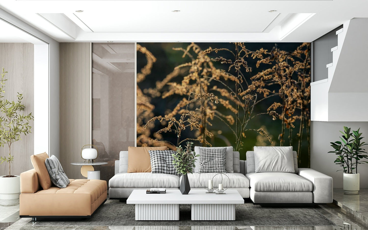 Realistic flora photography wall mural for a warm and inviting entryway.