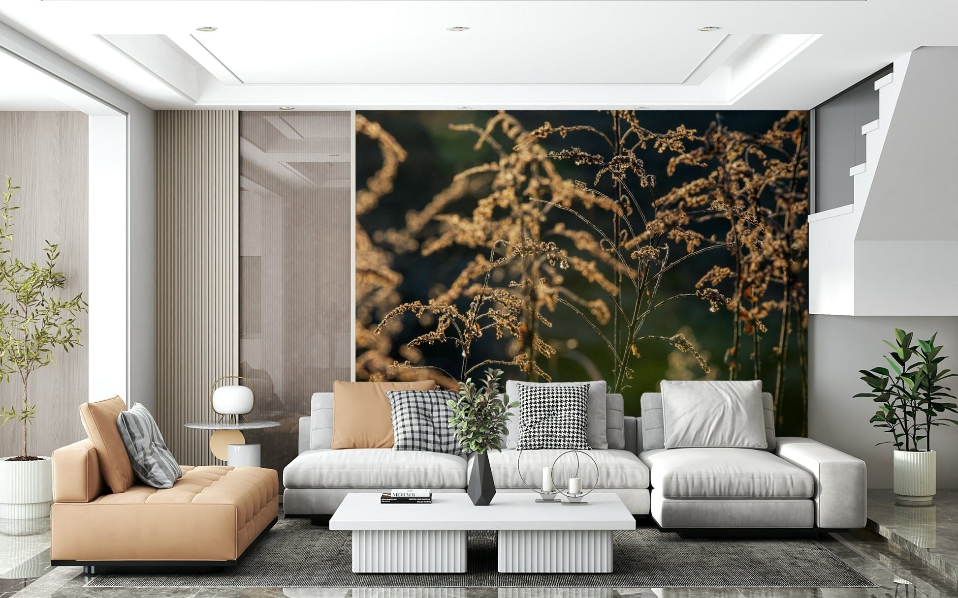 Realistic flora photography wall mural for a warm and inviting entryway.