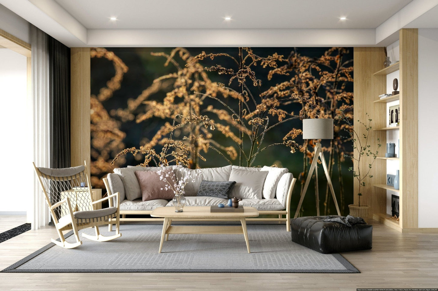 Detailed flower photography wallpaper mural for a serene dining area.