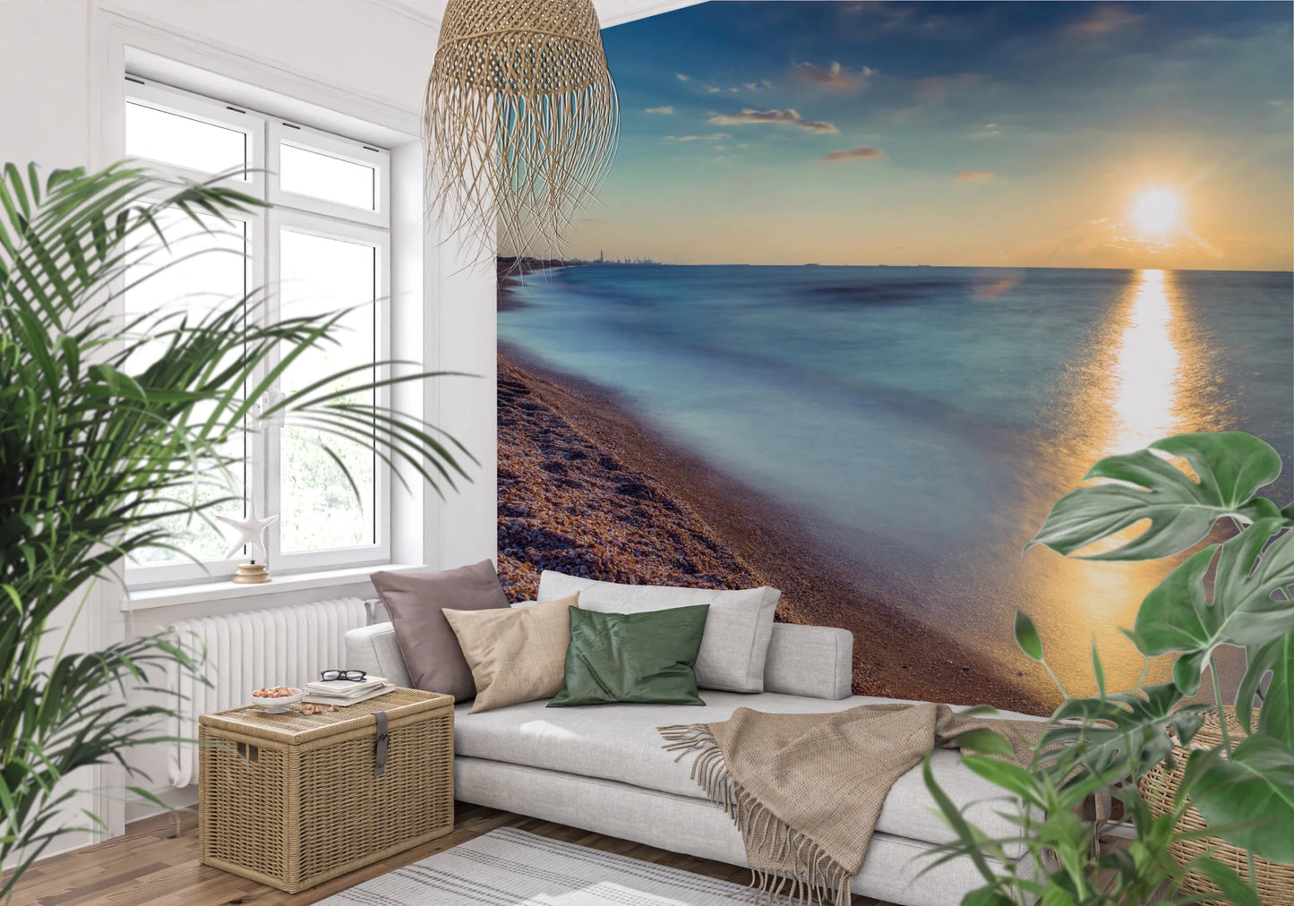 Soft coastal glow defines this Golden Hour Shores wall mural, GD8751