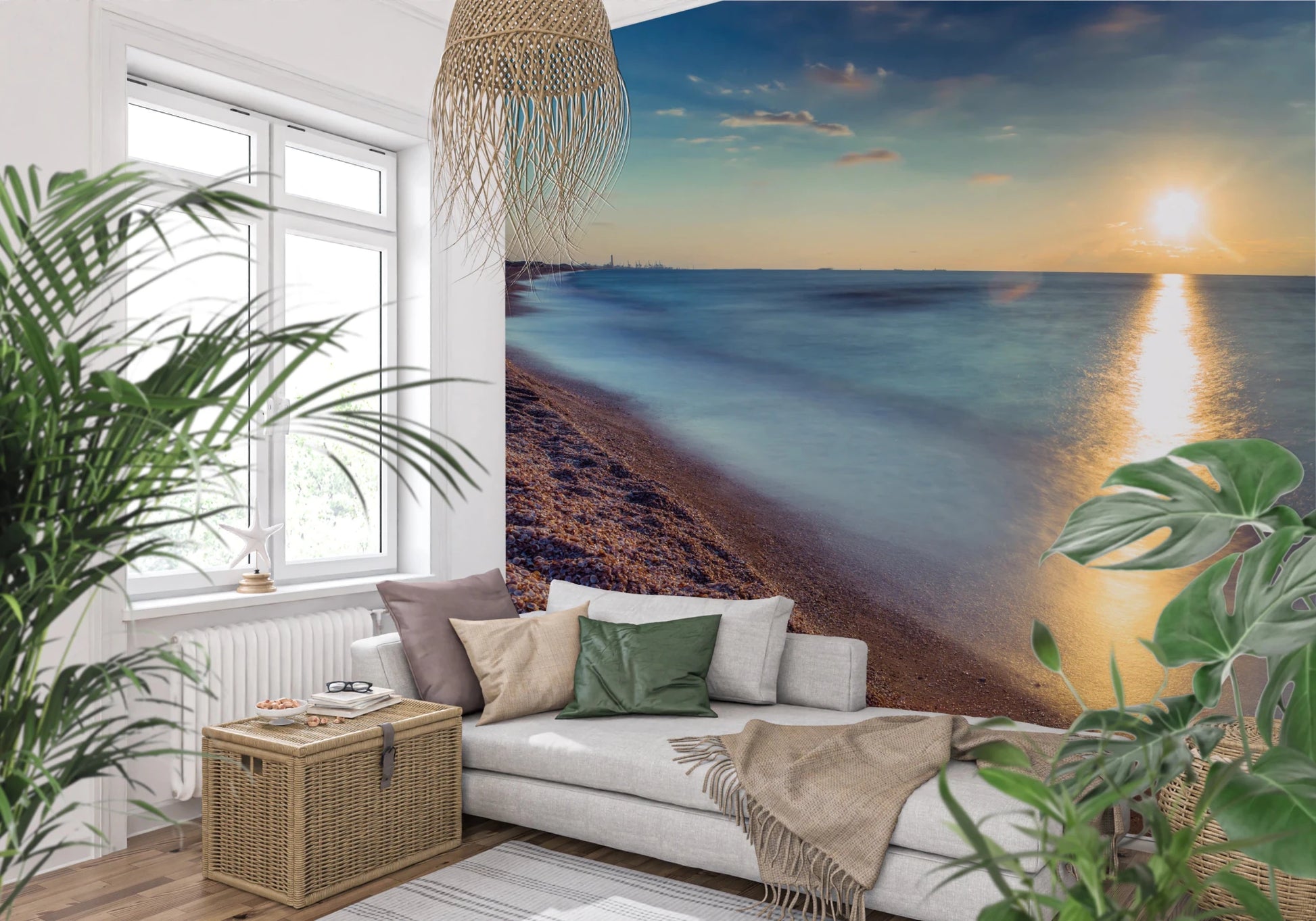 Soft coastal glow defines this Golden Hour Shores wall mural, GD8751