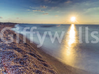 Sunlit water and beach curves define Golden Hour Shores mural, GD8751