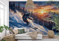 Golden Hour Ski Rush Wall Mural