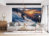 Golden Hour Ski Rush Wall Mural
