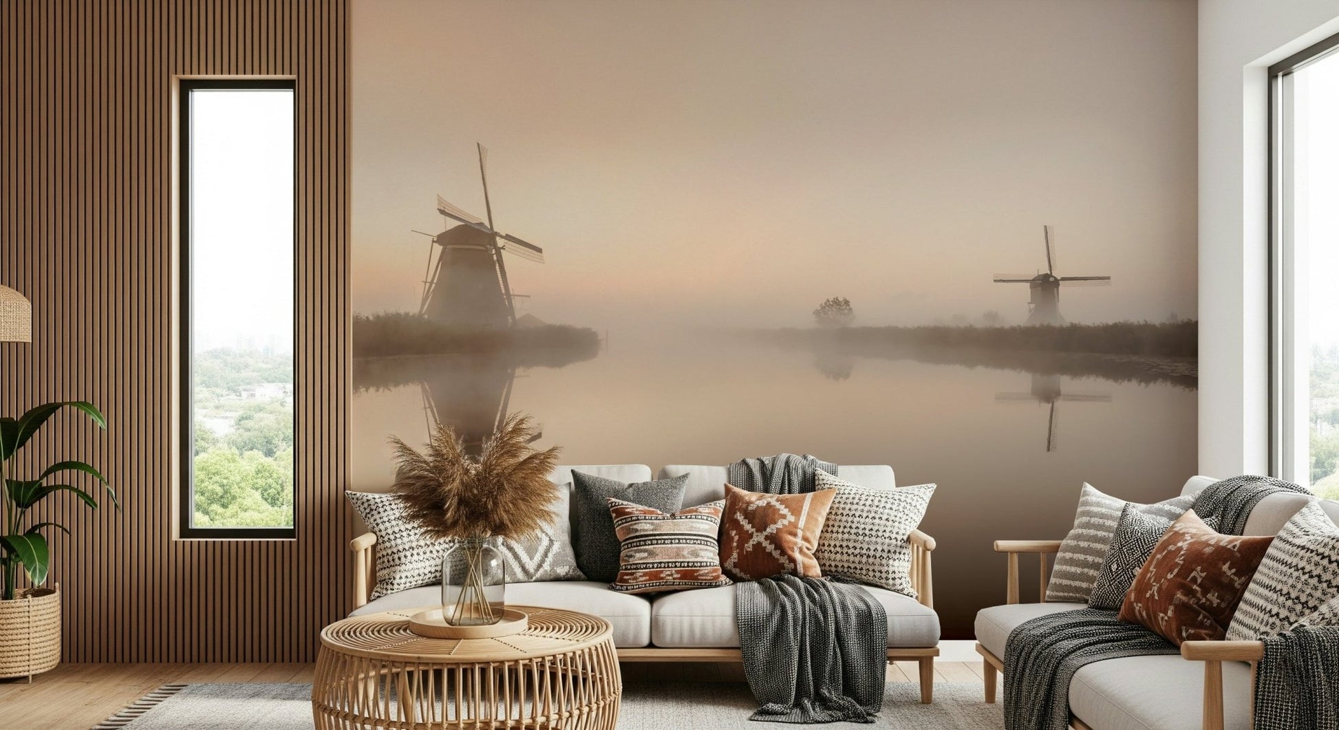 A contemplative gentle design wallpaper mural for a feature wall., GD5874
