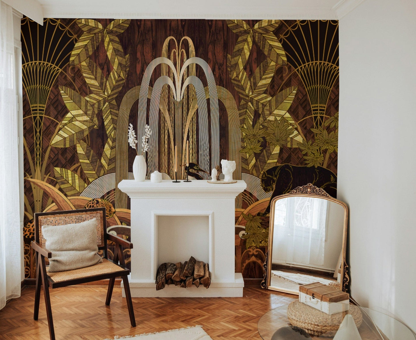 Sophisticated art deco jungle wallpaper
