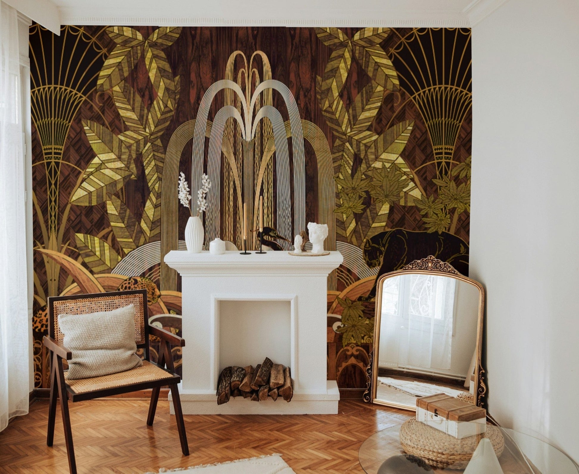 Sophisticated art deco jungle wallpaper
