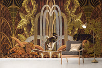Art deco wildlife abstract wall mural
