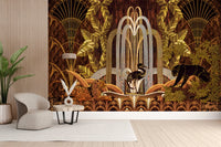 High-end golden jungle wallpaper decor
