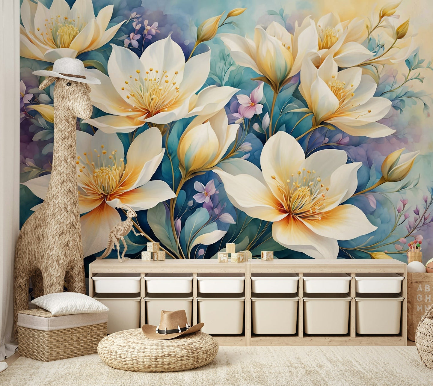 The artistic style is realistic and has a gentle, painterly feel.
