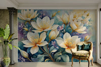 The background is a soft, muted color that complements the blossoms.
