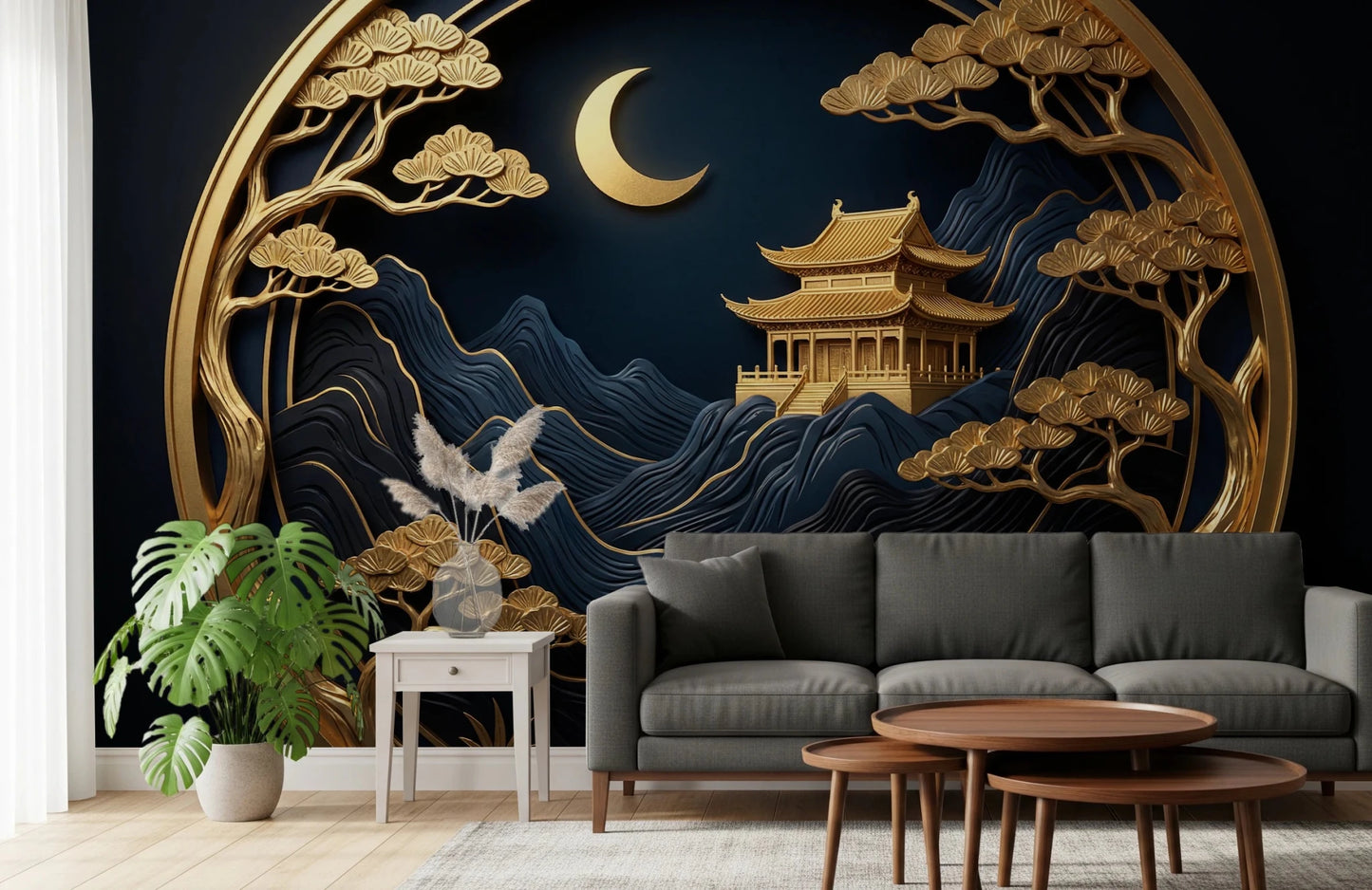 Golden Lunar Temple Wall Mural for master bedrooms.