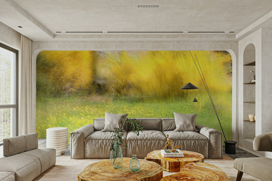 A vibrant and abstract wall mural.
