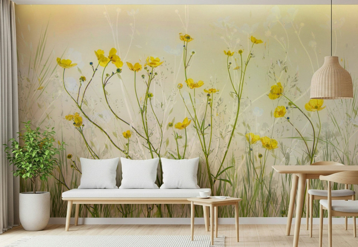 A classic meadow scene wallpaper for walls.