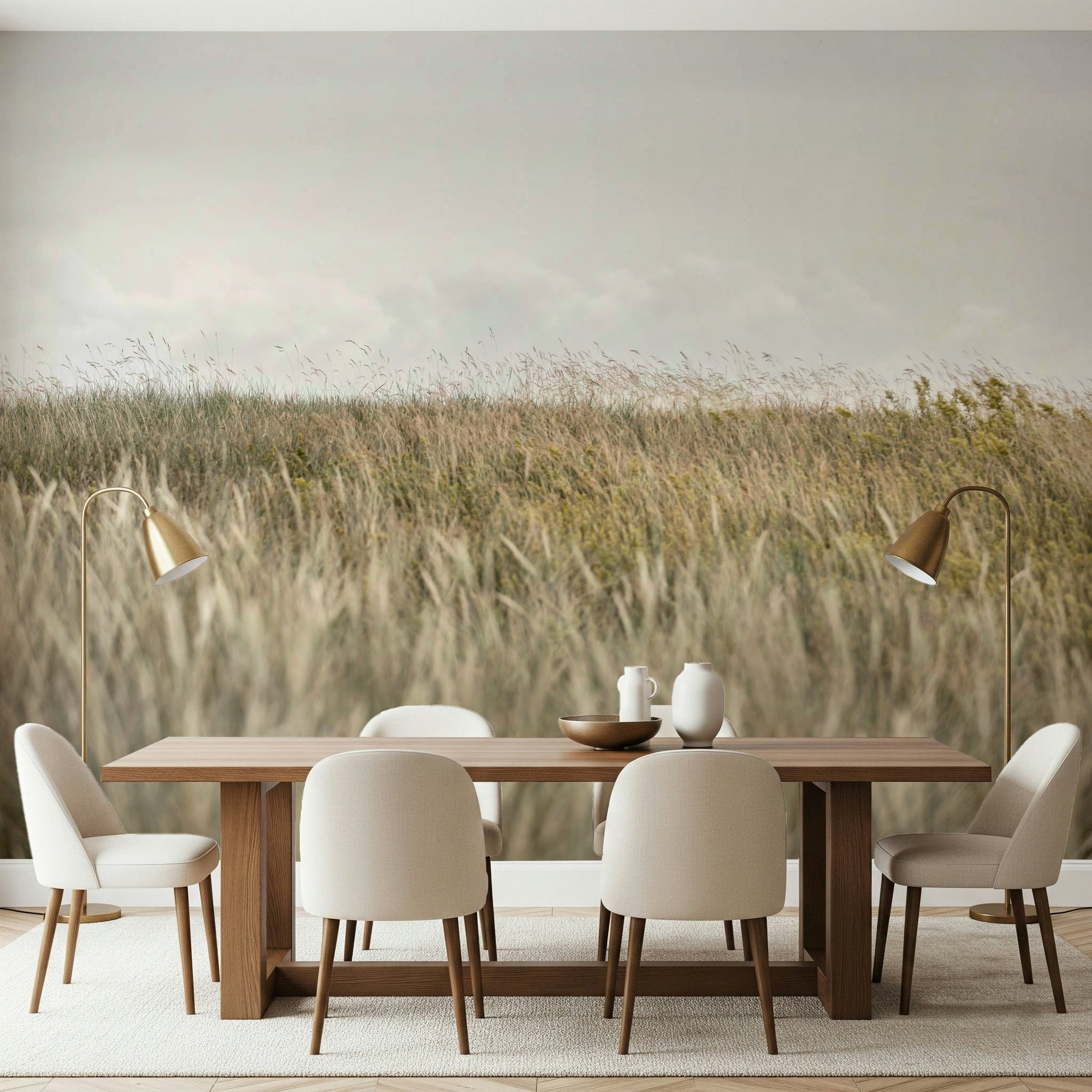 An artistic natural field mural on scenic wallpaper.