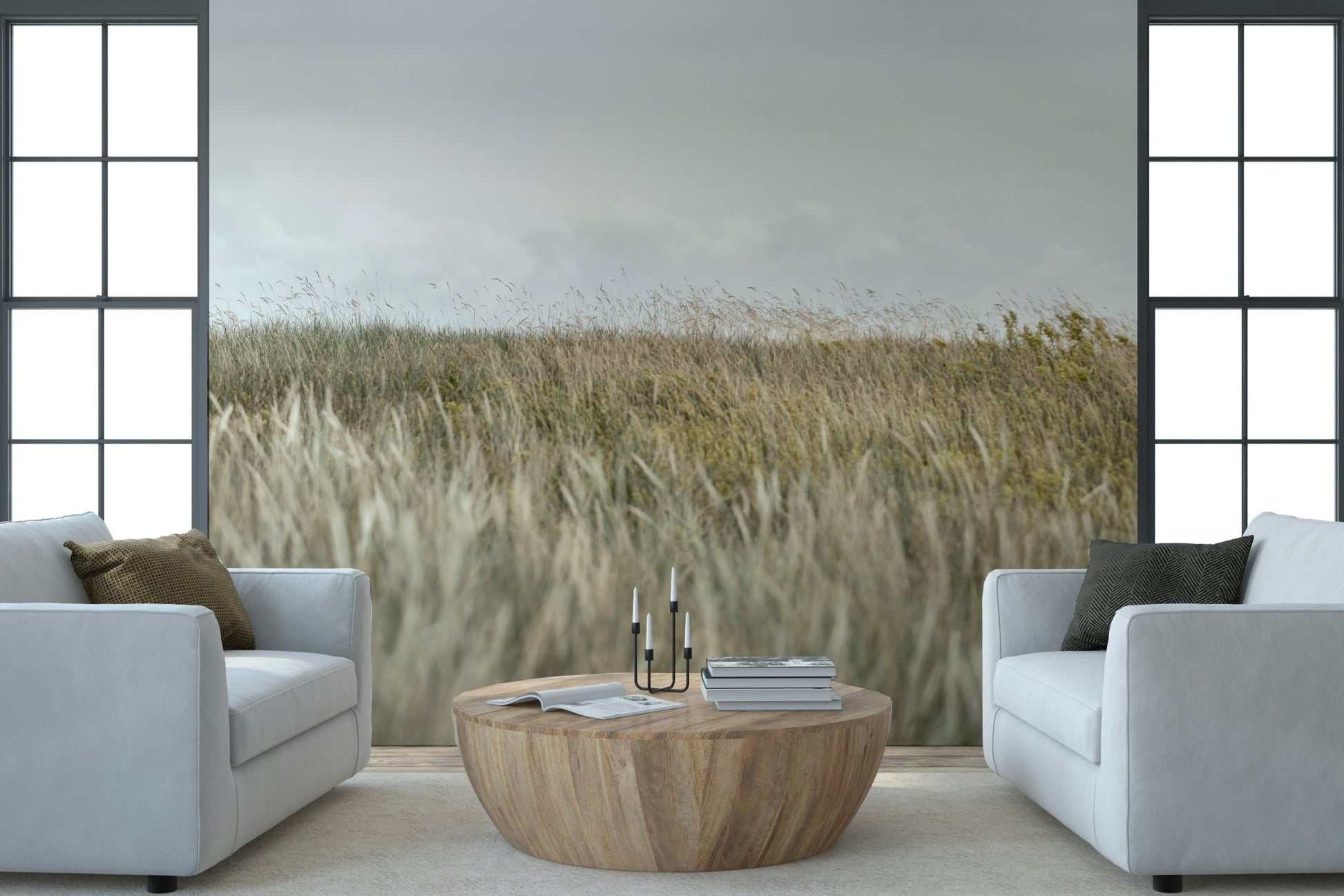 A contemplative gentle design wallpaper mural for a feature wall.