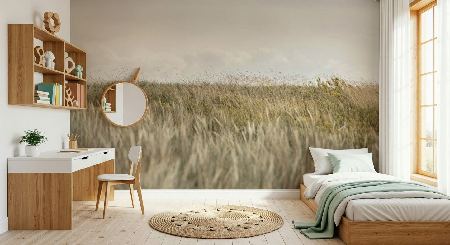 A serene rural landscape wall mural for your decor.
