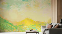 Bathed in golden light, a living room feels serene with this meadow whispers wall mural.GD9594