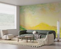 When light fills a living room, this golden meadow whispers wall mural feels alive. GD9594