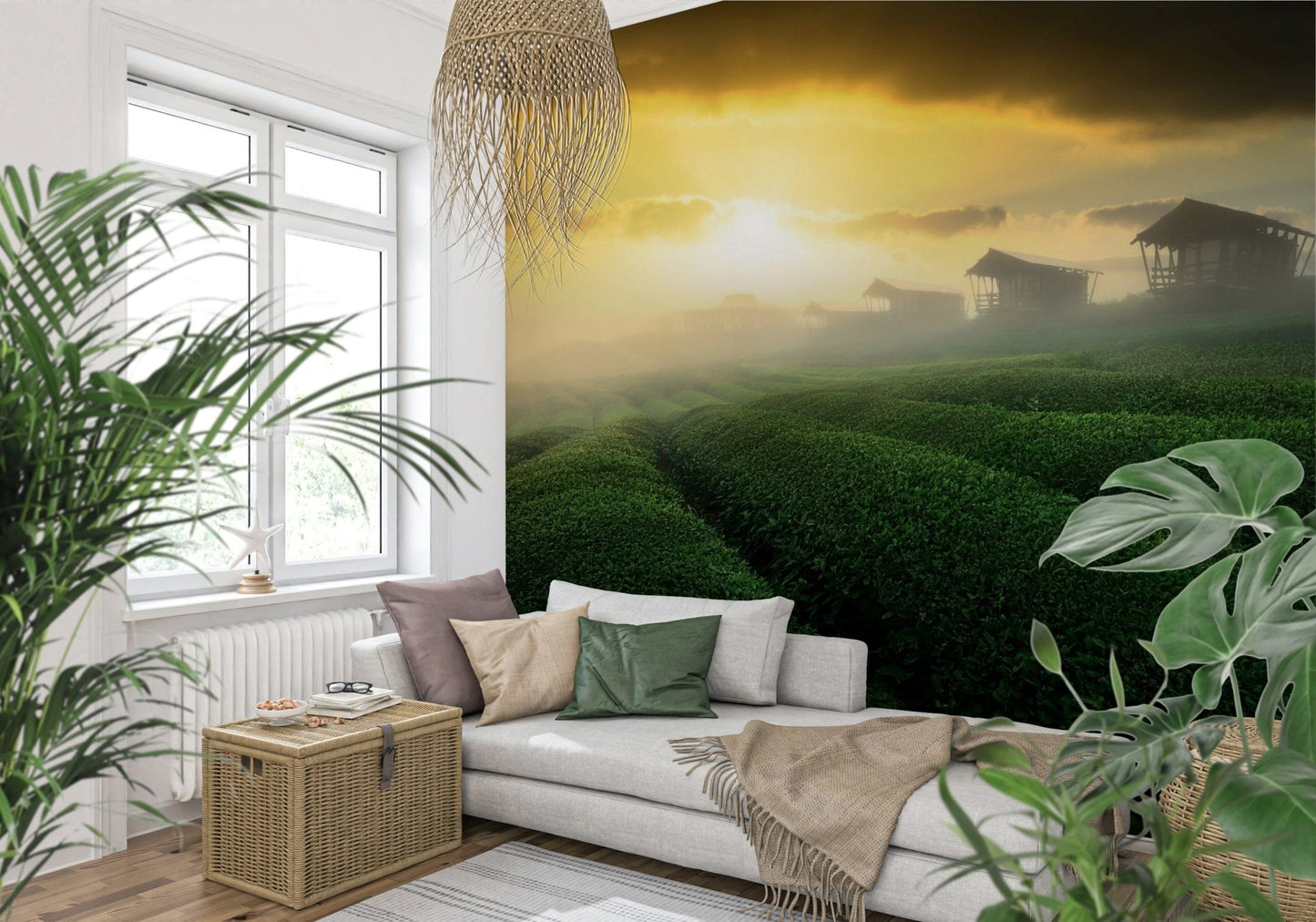 A contemplative gentle design wallpaper mural for a feature wall.