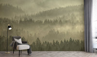 Foggy golden forest wallpaper for rooms
 D304