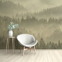 Nature-inspired golden misty forest wallpaper D304

