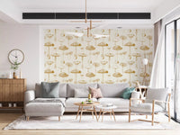 Mushroom Sketchbook wallpaper in hallway with soft sepia detail, GD9337