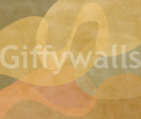 Golden Ochre Organic Flow wall mural with golden beige curved forms