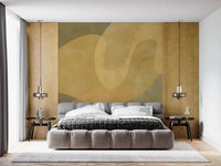 Abstract ochre wall mural showing Golden Ochre Organic Flow in soft tones