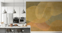 Kitchen space featuring Golden Ochre Organic Flow mural and ochre movement