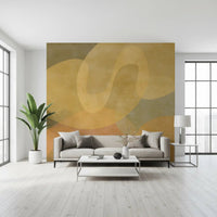 Soft abstract pattern in Golden Ochre Organic Flow wall mural design