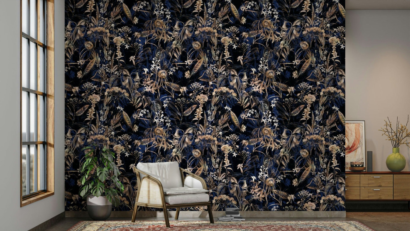 Golden ornament wall mural.
