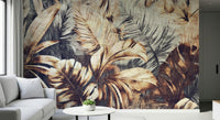 A calming foliage design wallpaper mural that defines a space.