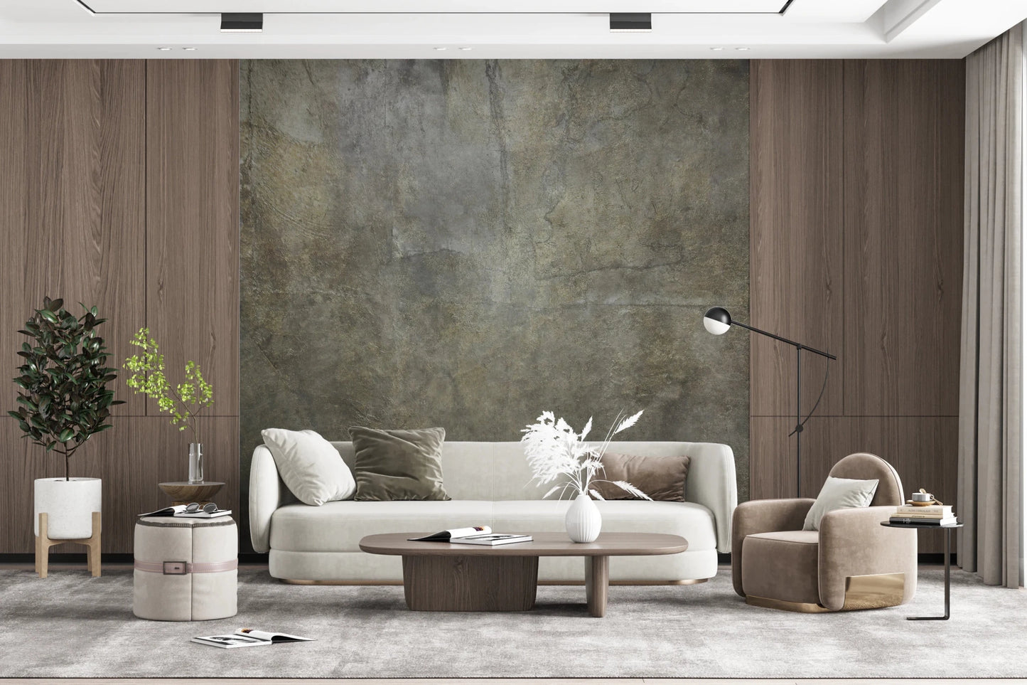 Golden Paper Collage Wall Mural