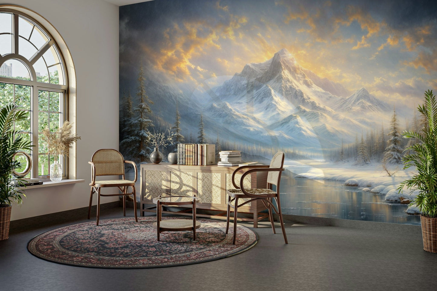 The composition is a wide, landscape view of the mountains.

