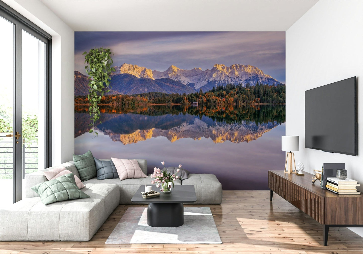 An artistic scenic landscape mural on minimalist wallpaper., GD5791