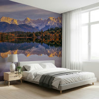 A calming serene mountain wallpaper mural that defines a space., GD5791