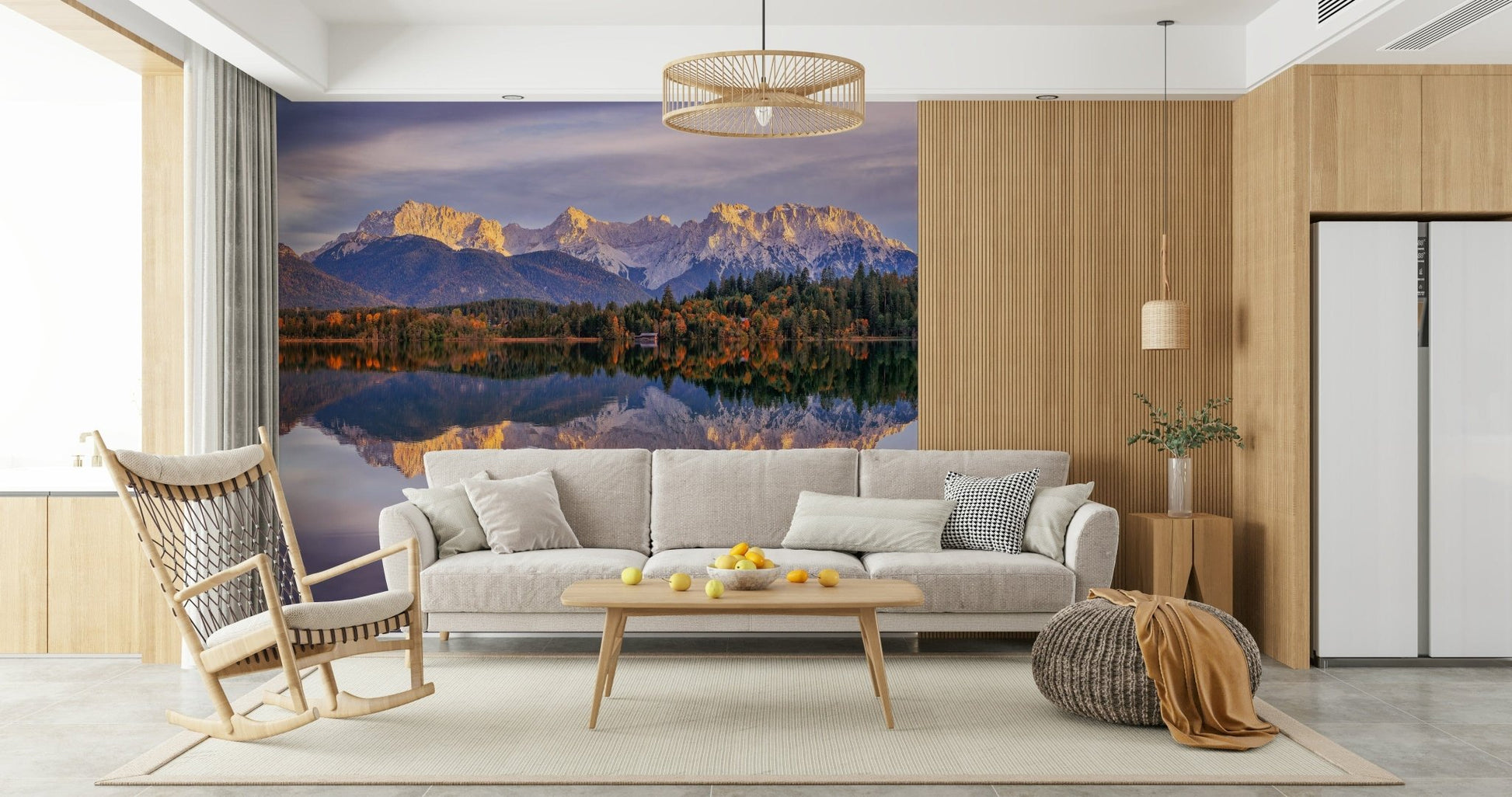 A graceful subtle pattern wall mural in warm, golden tones., GD5791